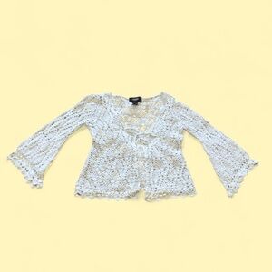 Vintage Express White Knit Bell Sleeved Cardigan